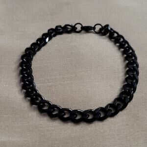 Men's black stainless steel chunky cuban chain bracelet